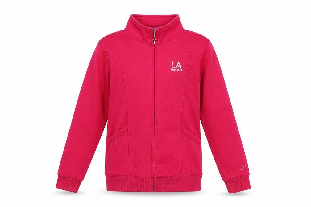 LA Gear Girls Pink Houndstooth  Full Zip Sweatshirt Size 11-12 Years