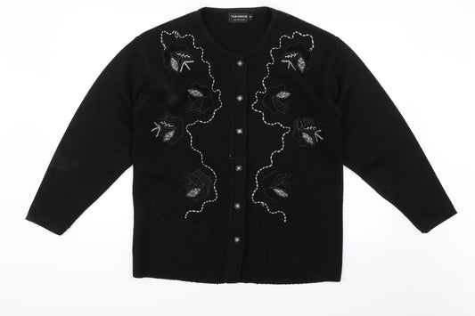Paramour Womens Black Floral  Cardigan Jumper Size M