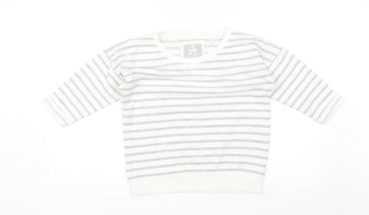 Additional front view of Atmosphere women’s white striped jumper, size UK 8