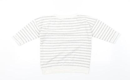 Back view of Atmosphere women’s white striped jumper, size UK 8