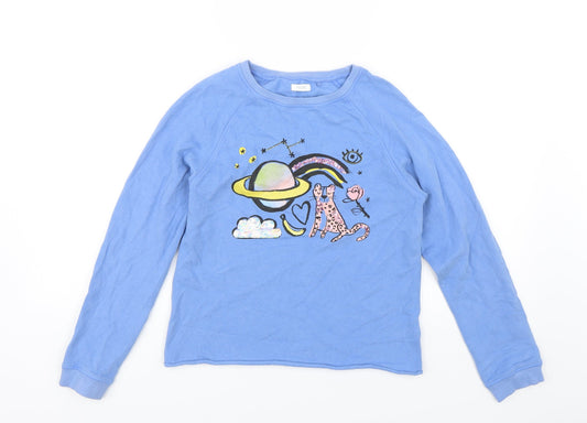 NEXT Girls Blue   Pullover Jumper Size 12 Years  - Cheetah
