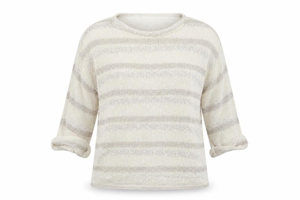 Dorothy Perkins Womens White Striped  Pullover Jumper Size 8