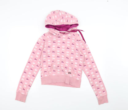 Preloved XDYE Girls Pink   Pullover Hoodie Size M  - Apple Print - Front