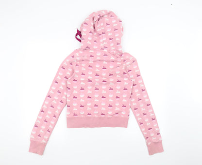 Preloved XDYE Girls Pink   Pullover Hoodie Size M  - Apple Print - Back