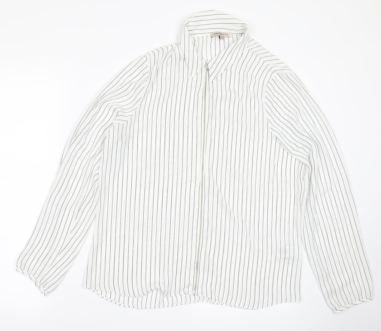 m&s Womens White Striped  Jacket  Size 14