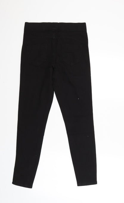 Back view of denim.co women’s black trousers, size UK 8, 27-inch leg