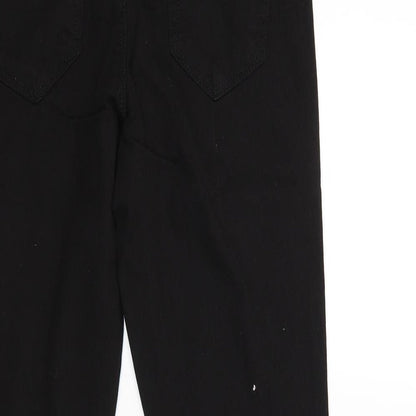 Brand and care label for denim.co women’s black trousers, size UK 8, 27-inch leg