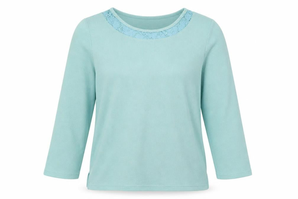 Bonmarché Womens Blue Pullover Jumper Size M - lace trim on collar