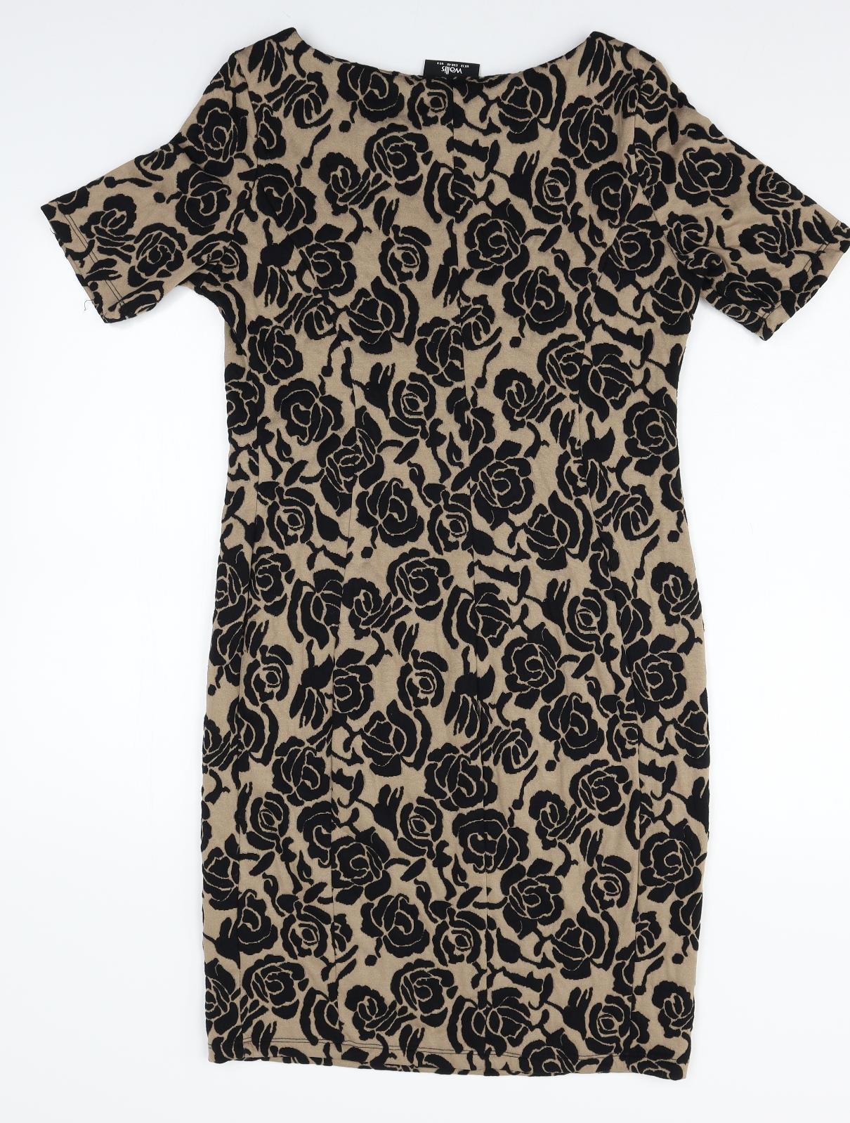 Wallis Womens Brown Floral  A-Line  Size 12