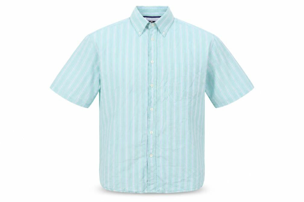 Marks & Spencer Mens Green Striped   Button-Up Size L