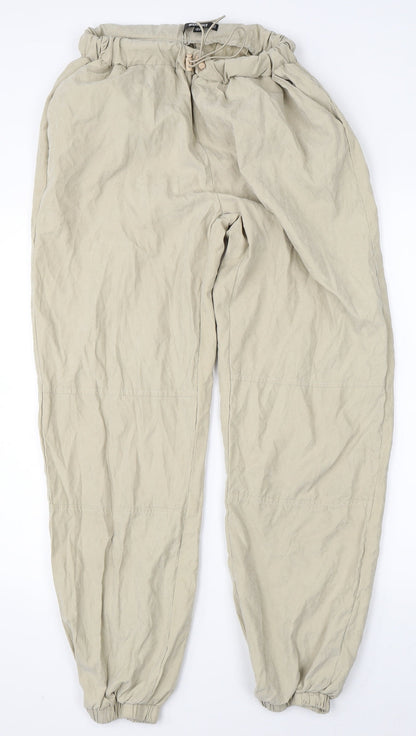 Additional front view of Missguided women’s beige trousers, size UK 8, 30-inch leg