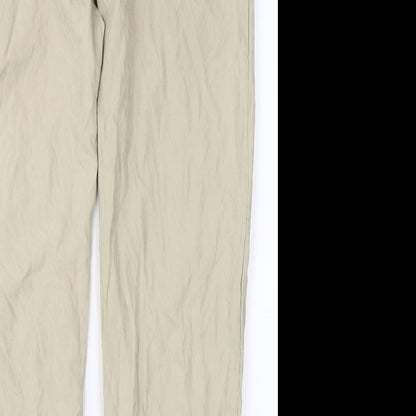Brand and care label for Missguided women’s beige trousers, size UK 8, 30-inch leg