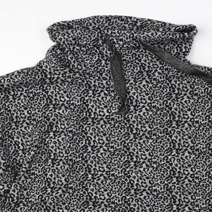 Love To Lounge Womens Black Animal Print  Pullover Jumper Size L