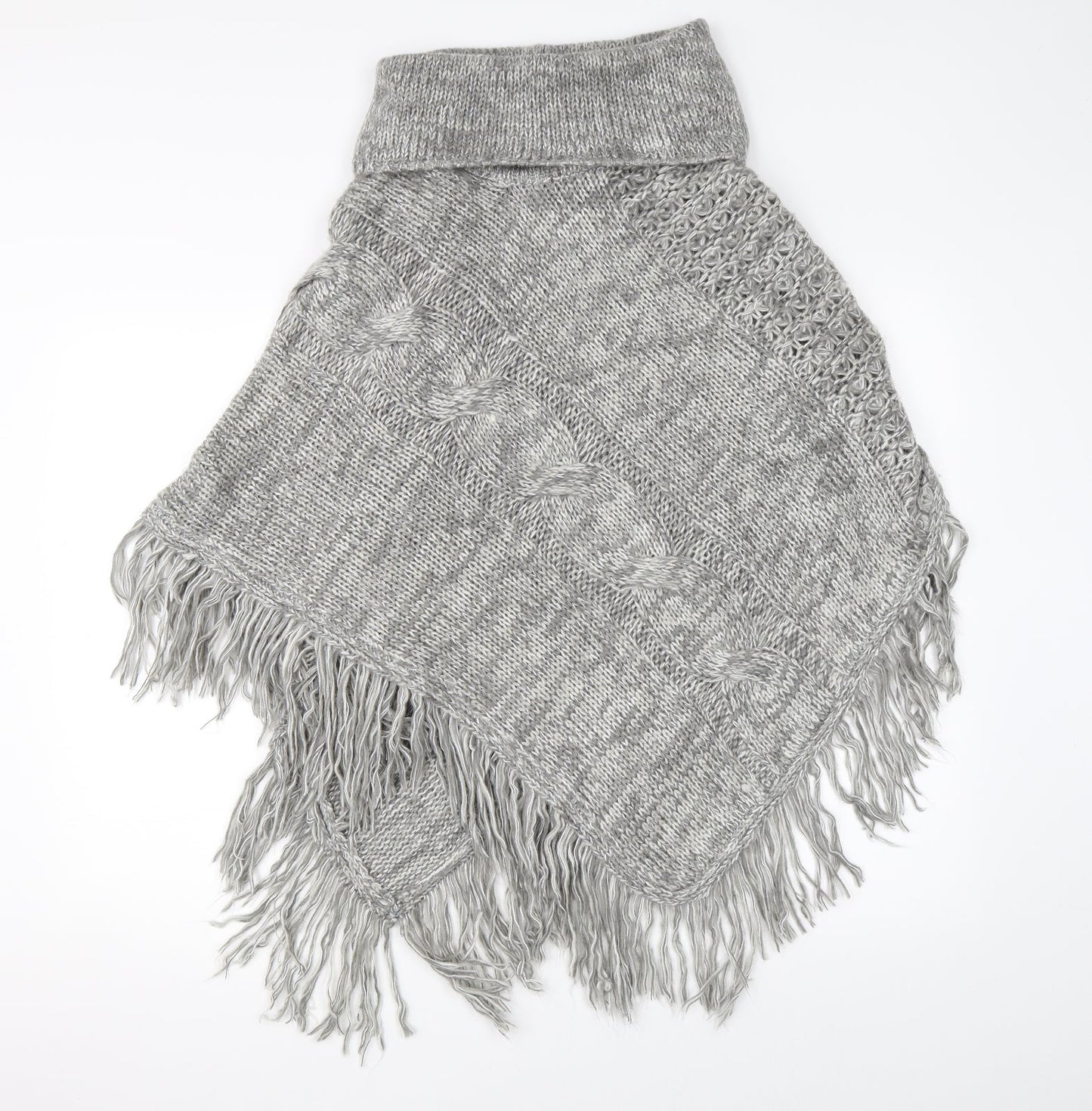 M&Co Womens Grey  Knit Jacket Poncho Size M