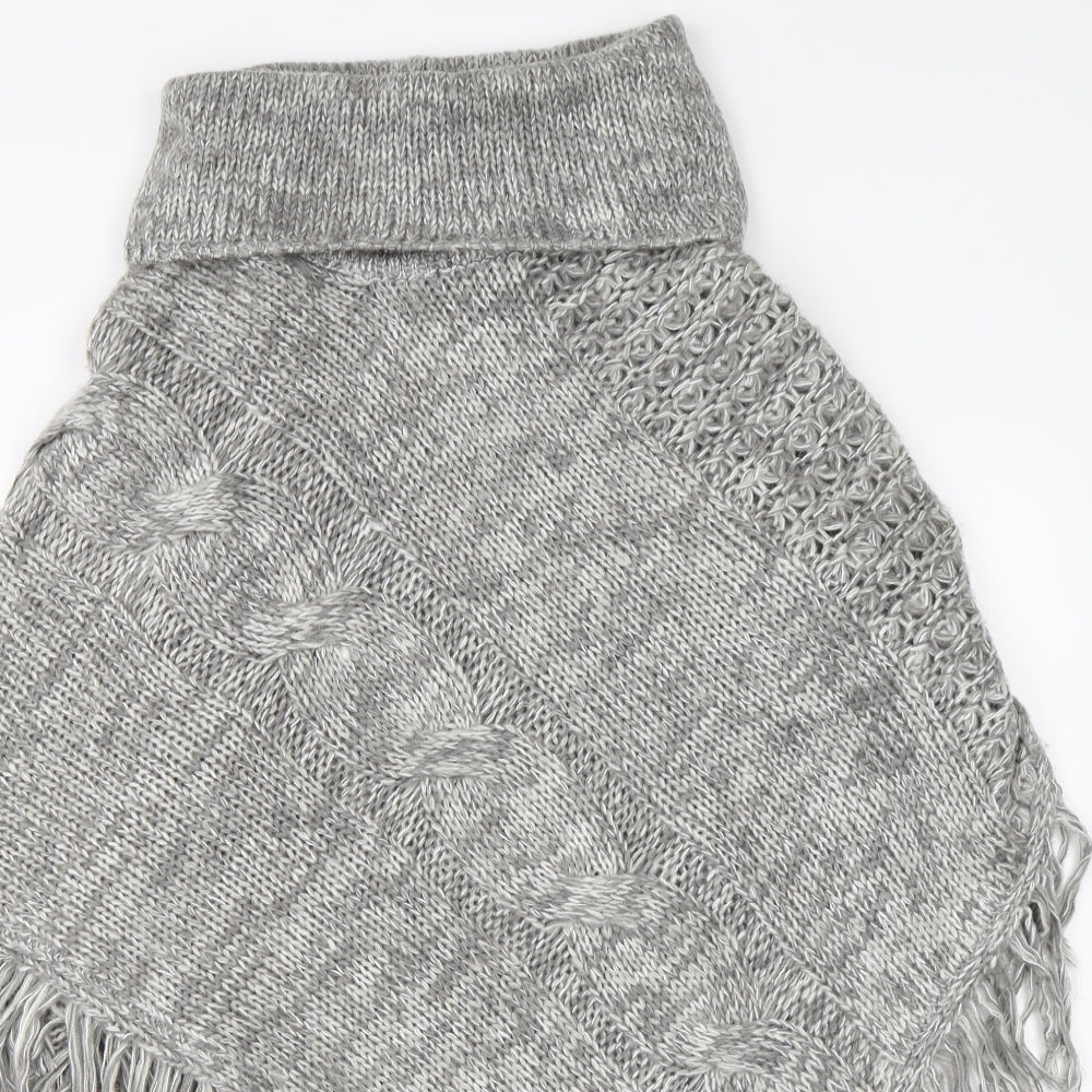 M&Co Womens Grey  Knit Jacket Poncho Size M