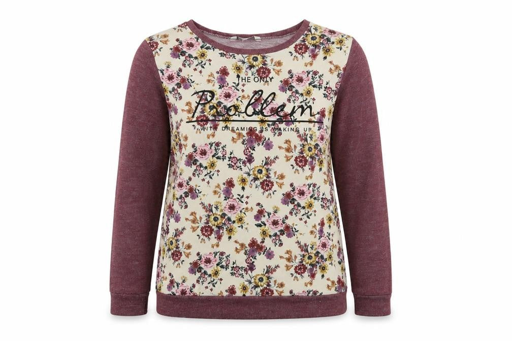 Clockhouse Womens Purple Floral  Pullover Jumper Size XL