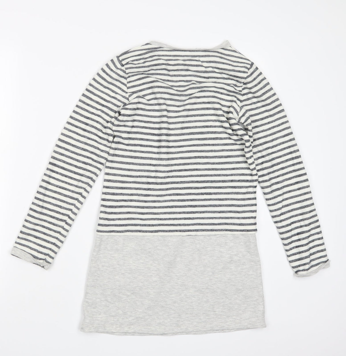 Preloved George Girls White Striped  Pullover Jumper Size 10-11 Years  - Long - Back
