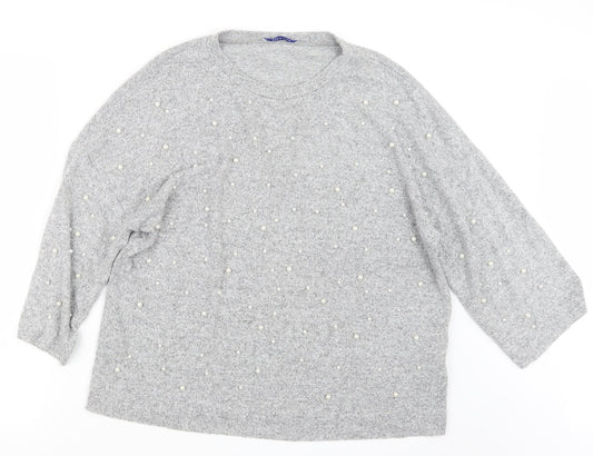 Zara Womens Grey  Knit Pullover Jumper Size M