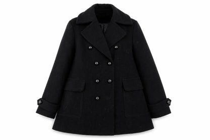 Front view of Papaya women’s black overcoat coat, size UK 14
