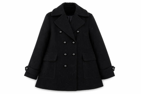 Front view of Papaya women’s black overcoat coat, size UK 14