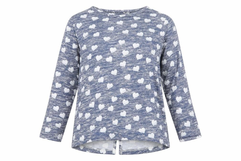 TU Womens Blue Geometric Jersey Top Pyjama Top Size 8
