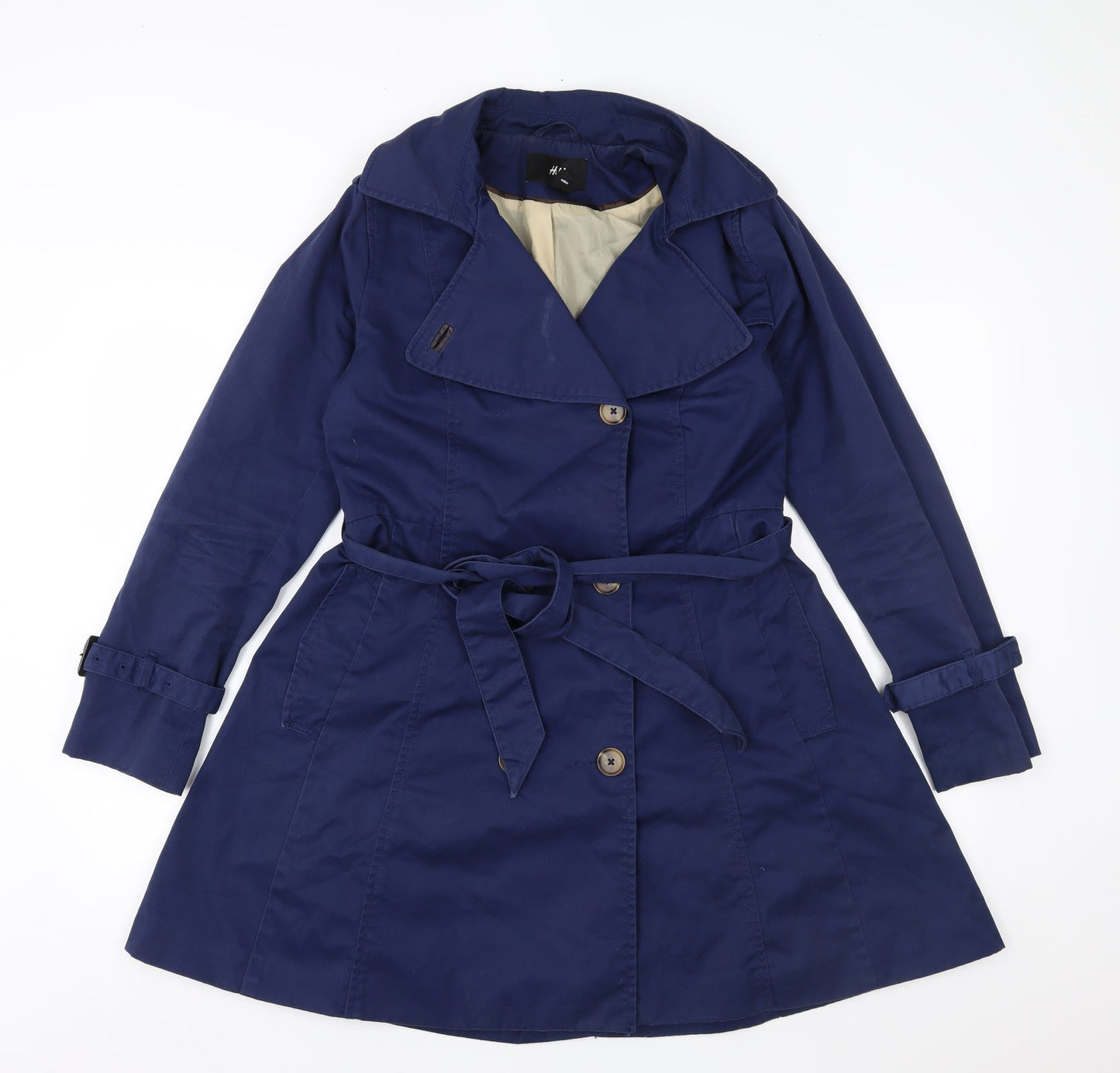 H&M Womens Blue   Overcoat Coat Size 10