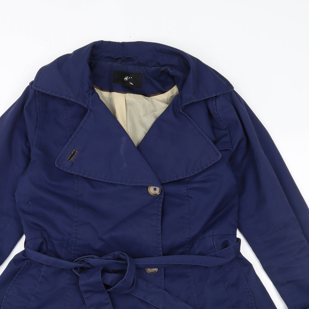 H&M Womens Blue   Overcoat Coat Size 10