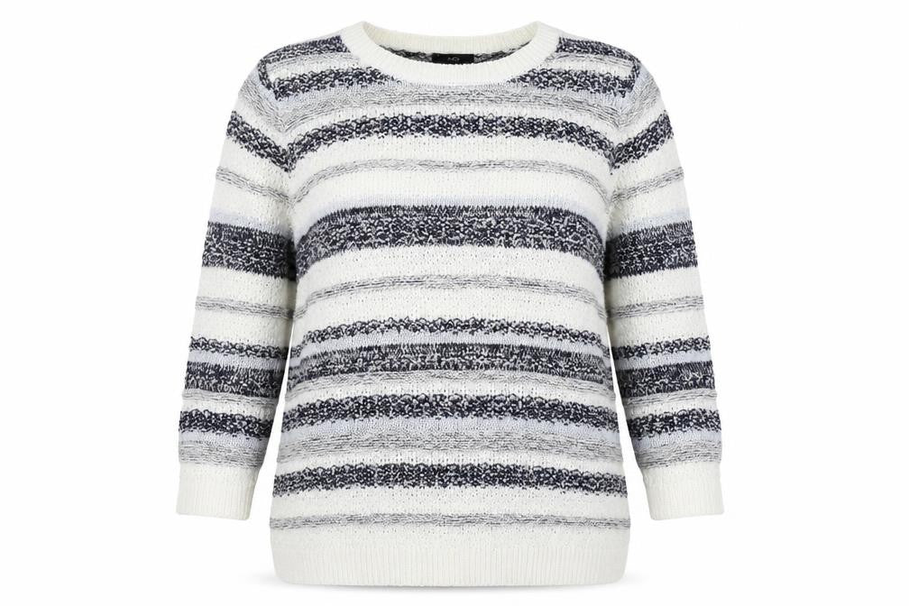 M&Co Womens White Striped  Pullover Jumper Size 16