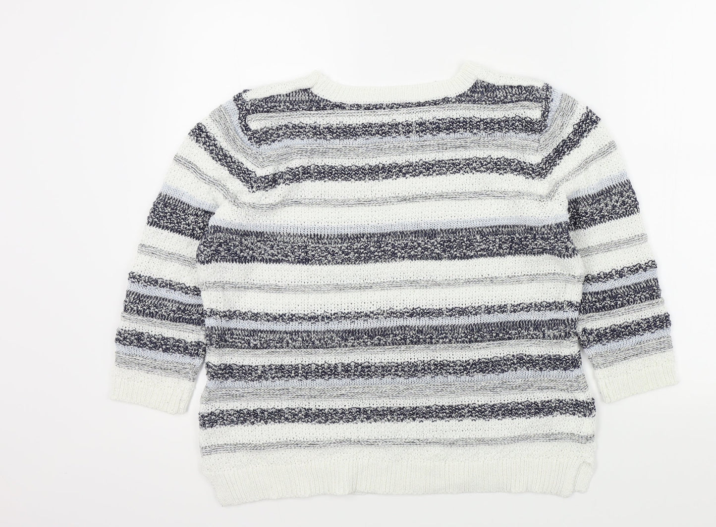 M&Co Womens White Striped  Pullover Jumper Size 16