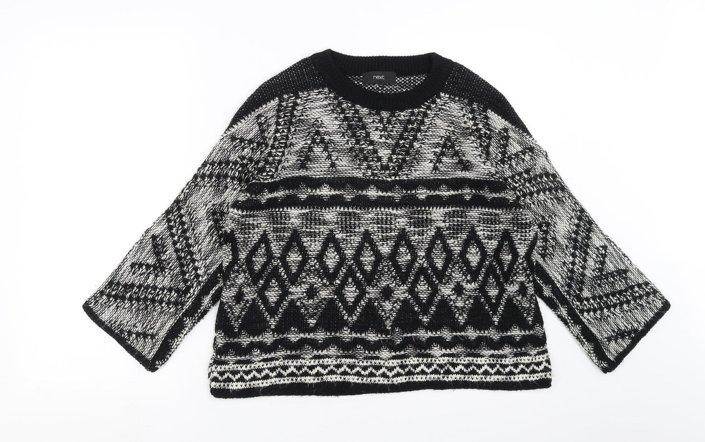 NEXT Womens Black Geometric  Pullover Jumper Size XS