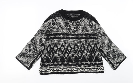 NEXT Womens Black Geometric  Pullover Jumper Size XS