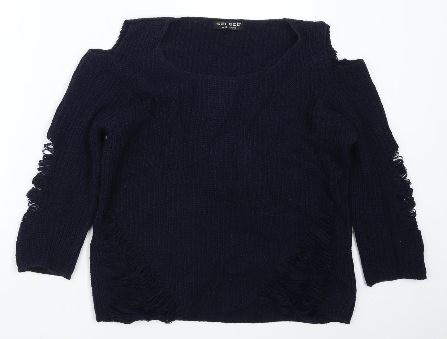 Select Womens Blue   Pullover Jumper Size 18  - Distressed Look