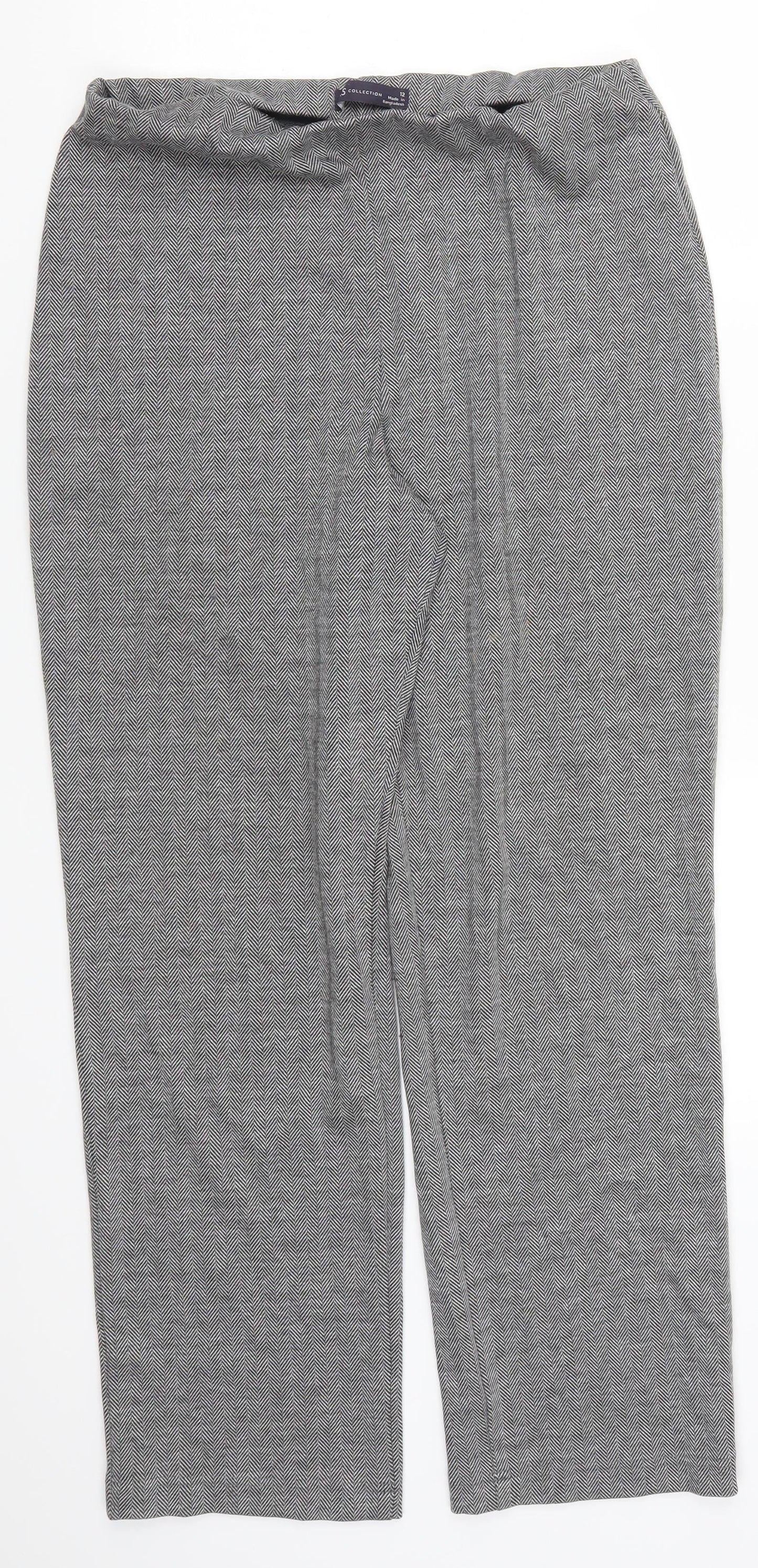 Marks and Spencer Womens Grey Herringbone  Trousers  Size 12 L28 in