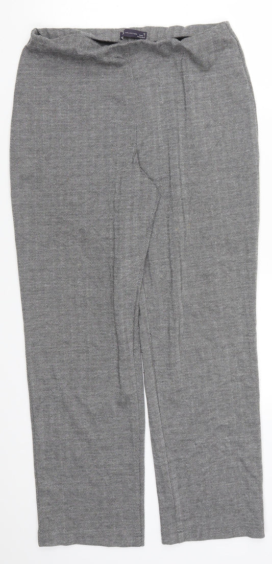 Marks and Spencer Womens Grey Herringbone  Trousers  Size 12 L28 in