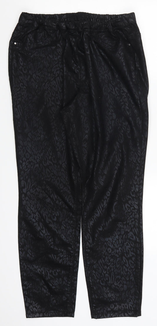 Preworn Womens Black Animal Print Denim Jegging Jeans Size 32 in L29 in