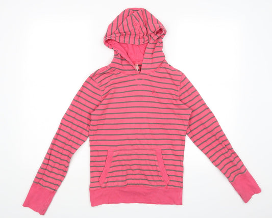 Pineapple Womens Pink Striped  Pullover Hoodie Size 8