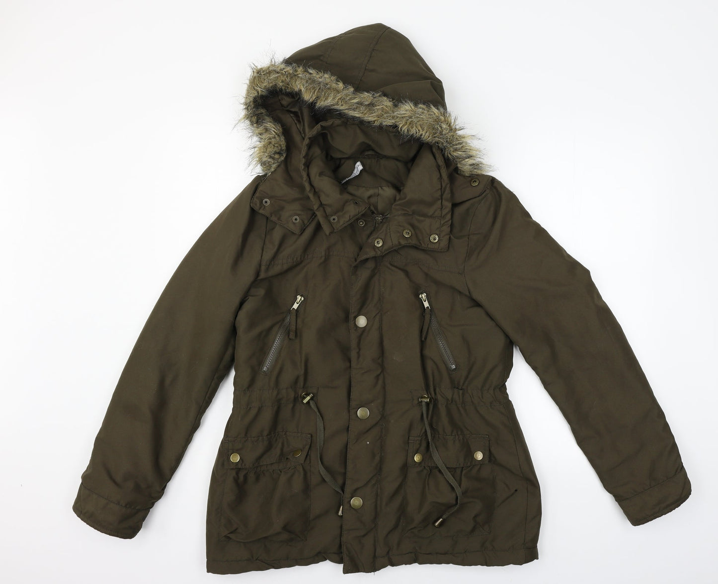 Dorothy Perkins Womens Green   Jacket Coat Size 12  - FAUX FUR