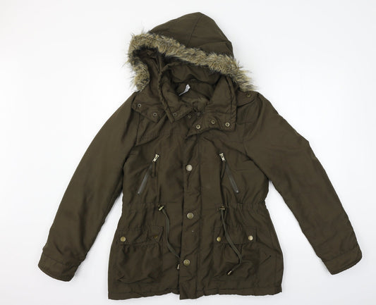 Dorothy Perkins Womens Green   Jacket Coat Size 12  - FAUX FUR