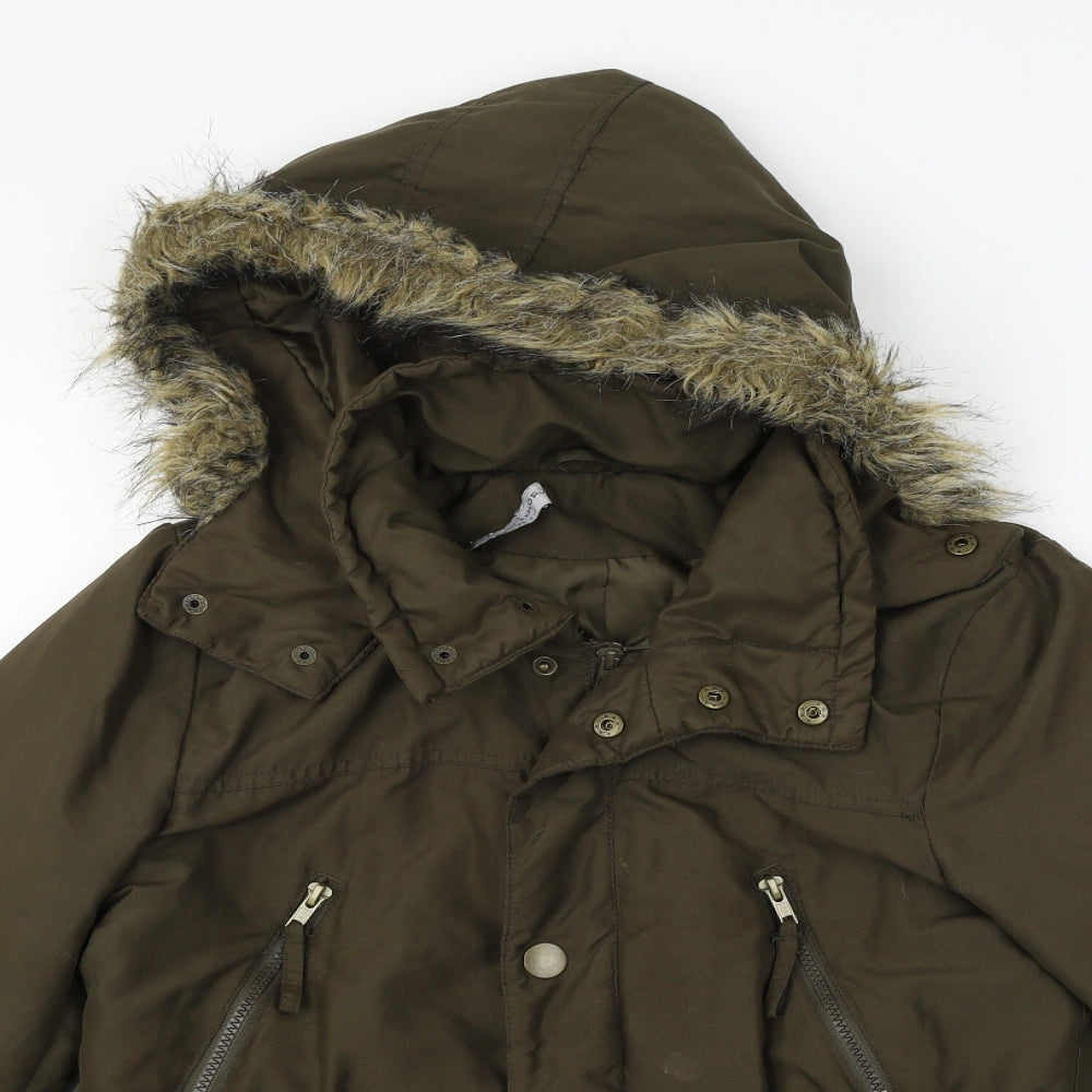 Dorothy Perkins Womens Green   Jacket Coat Size 12  - FAUX FUR