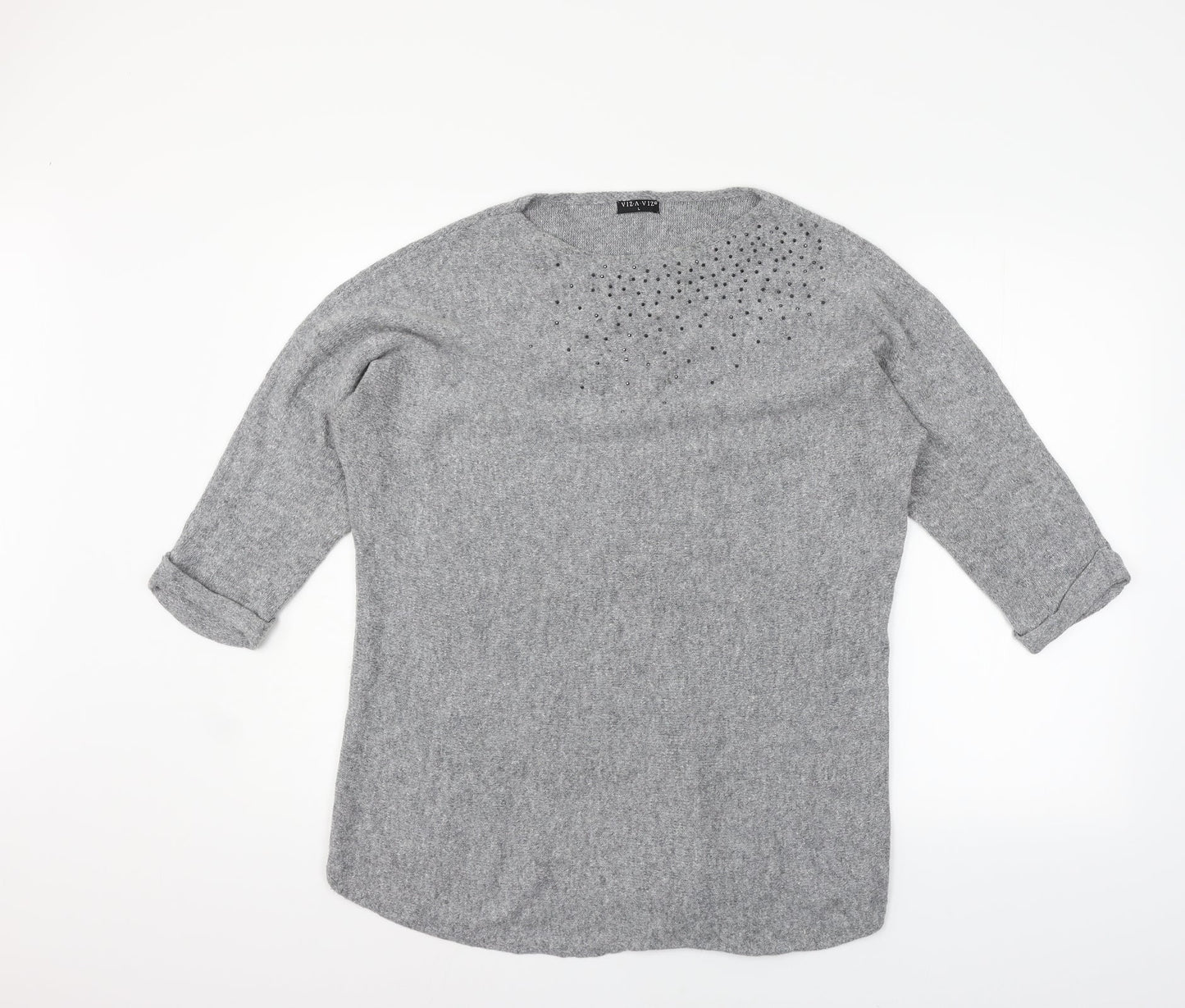 Viz A Viz Womens Grey   Pullover Jumper Size L