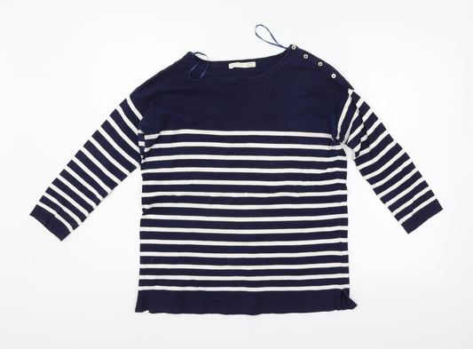Sfera Womens Blue Striped  Pullover Jumper Size S