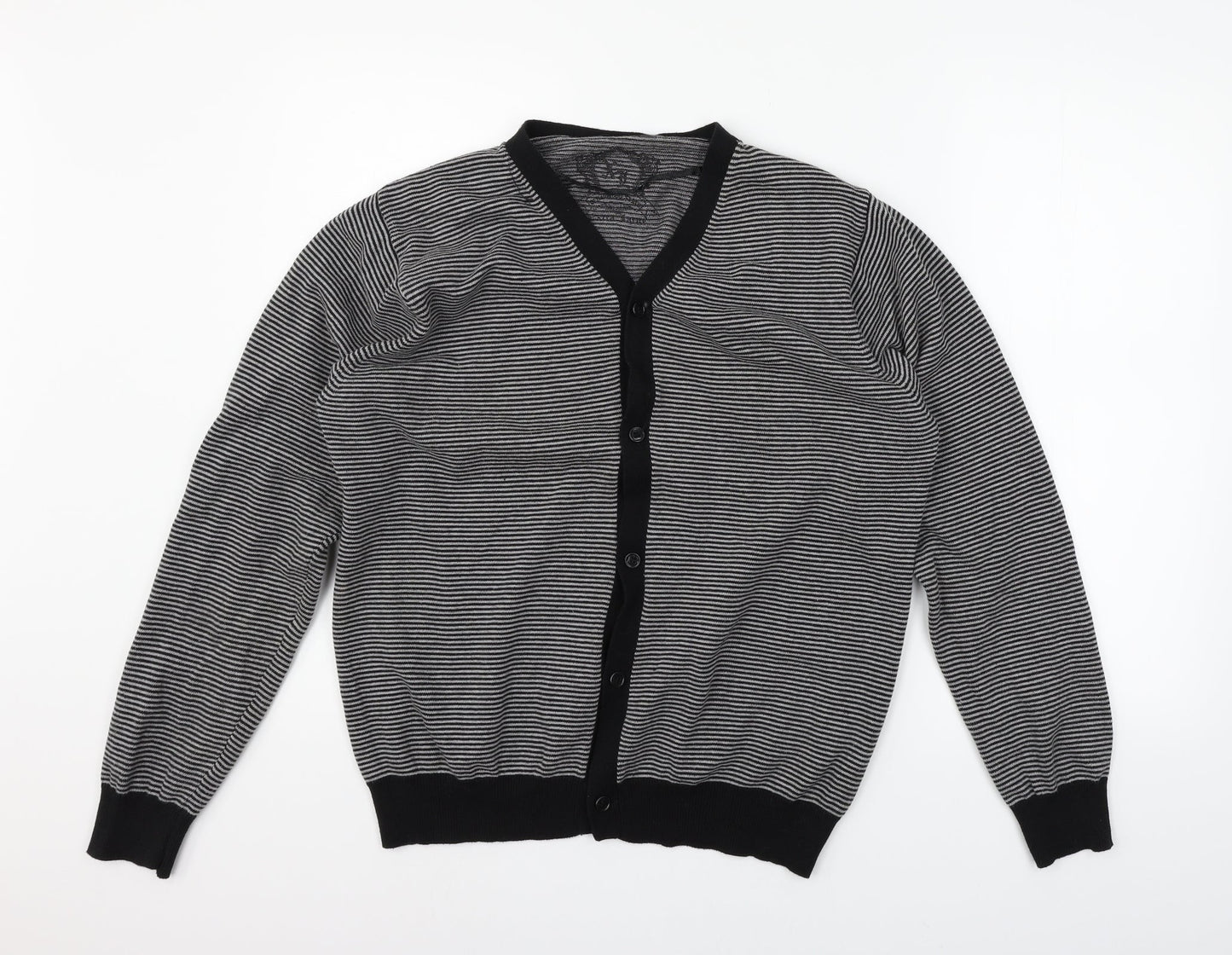 Cedar Wood State Womens Grey Striped  Cardigan Jumper Size XL