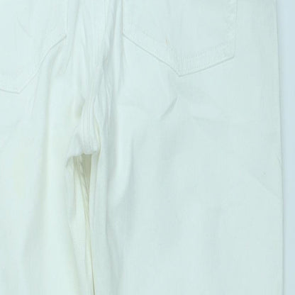 Brand and care label for COS women’s white skinny jeans, size UK 4, 27-inch leg
