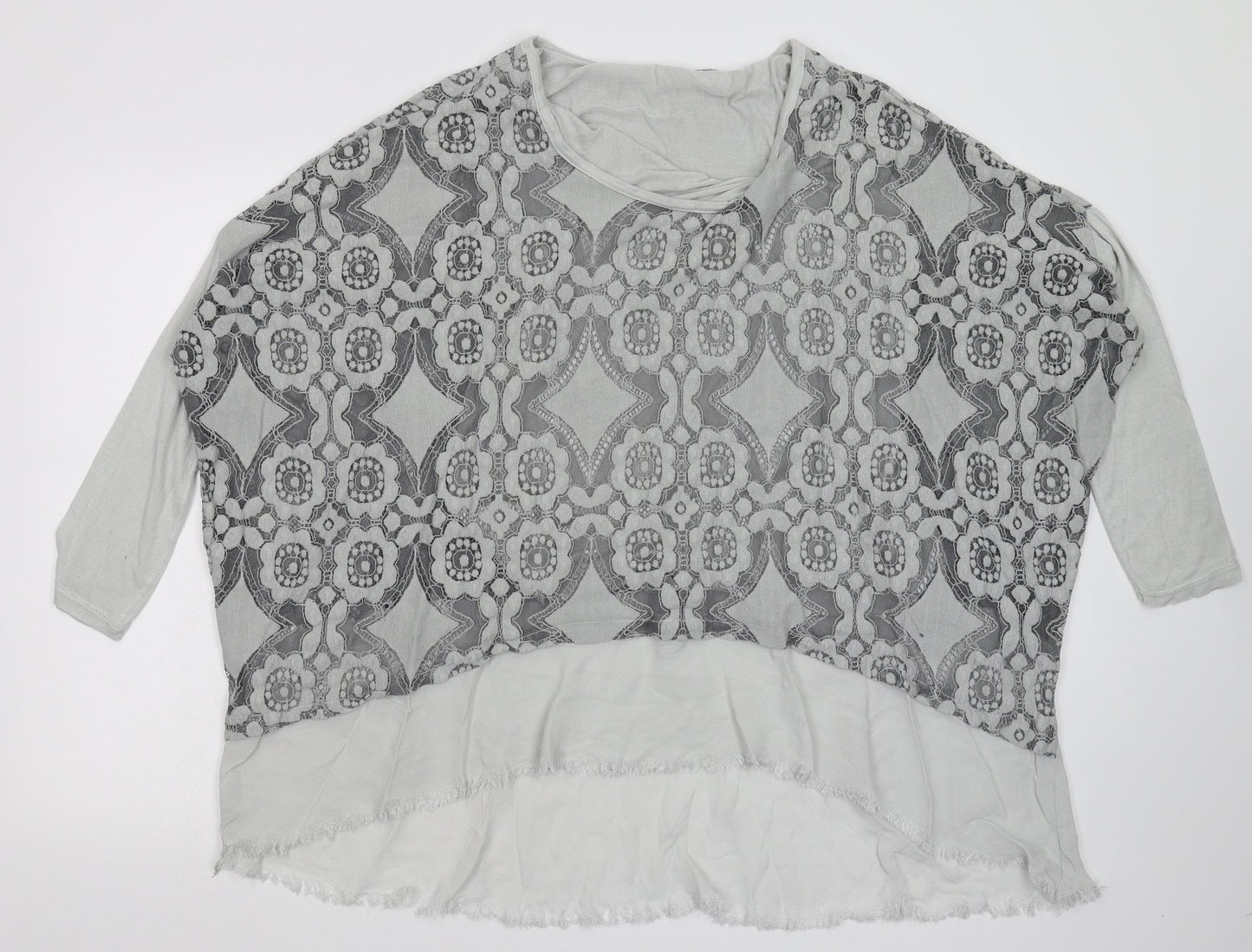 Preworn Womens Grey Floral  Basic Blouse One Size