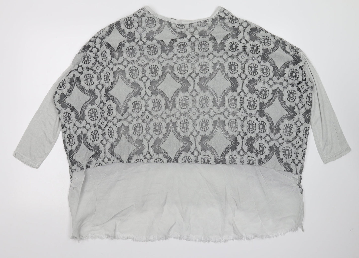 Preworn Womens Grey Floral  Basic Blouse One Size