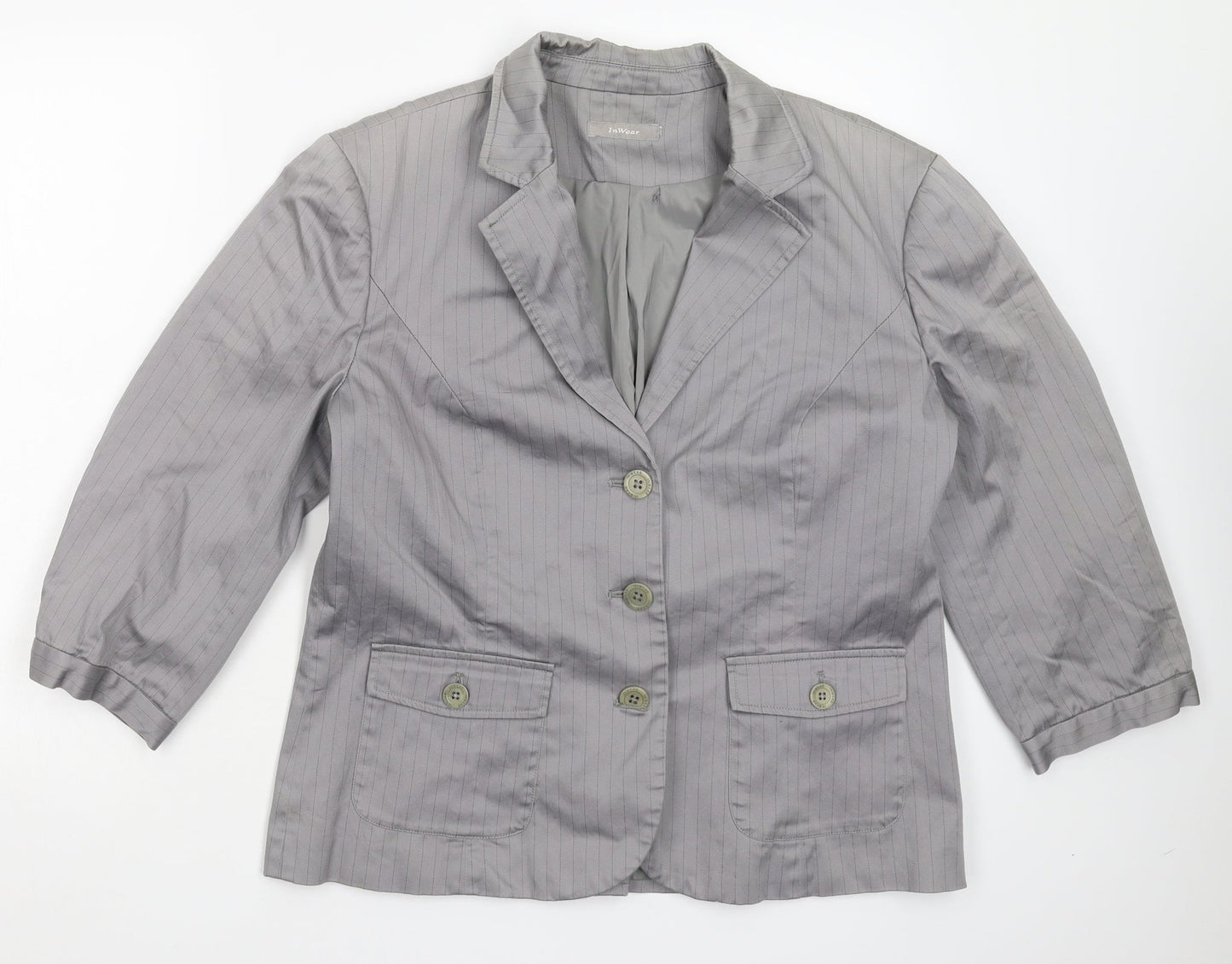 InWear Womens Grey Striped  Jacket Blazer Size 18
