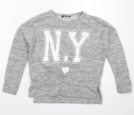 New Look Girls Grey   Pullover Sweatshirt Size 10-11 Years