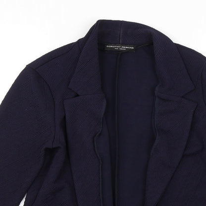 Close-up detail of Dorothy Perkins women’s blue jacket, size UK 14