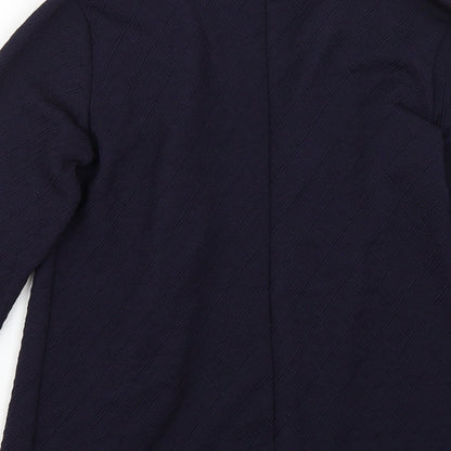 Brand and care label for Dorothy Perkins women’s blue jacket, size UK 14