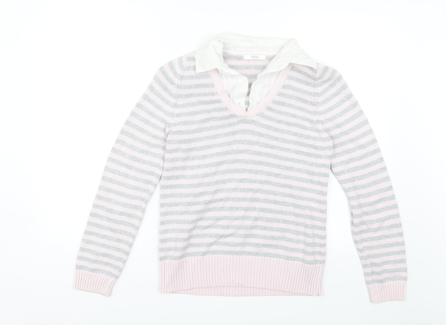 Marks and Spencer Womens Pink Striped  Pullover Jumper Size 12